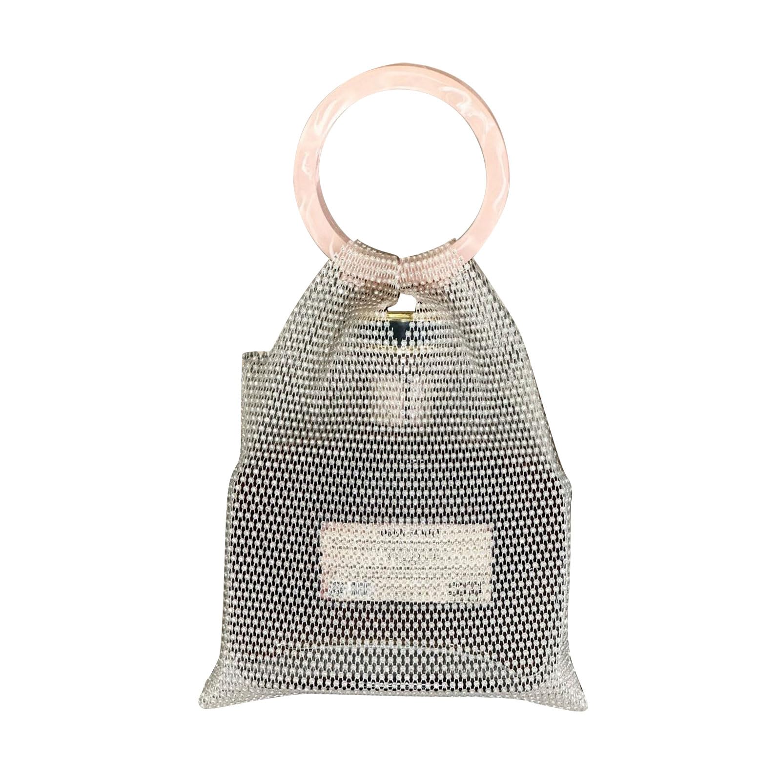 Tsophreniq Secure Wine Bottle Bag with Resin Handle Spacious Organiser with Crystal Embellishment for Various Occasions Woven Bag