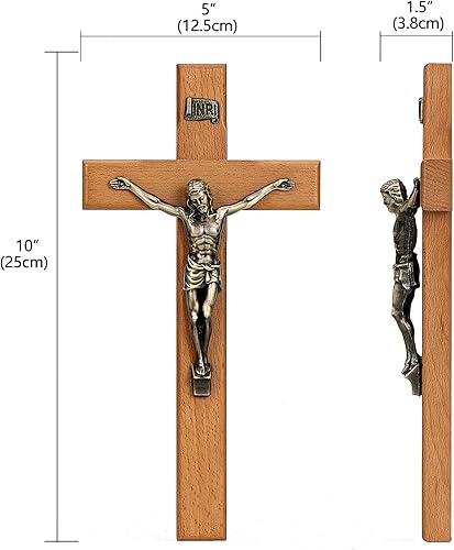 Miniatura 3 de ARCHOBAN Crucifijo - Decoración de cruz de pared decoración católica de madera para pared 10 pulgadas