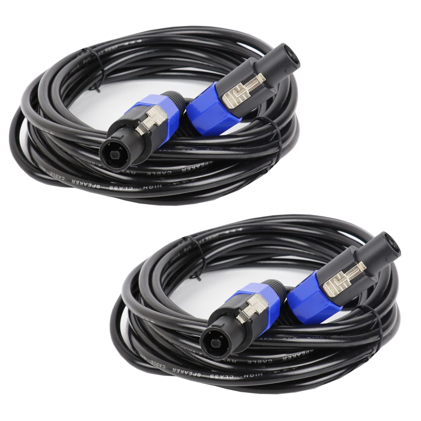 20 Feet Pack of 2 SpeakOn Cables - 2pcs DJ PA Audio Jack Speak-On to Speak-ON Extension Cable 20Ft. - Stage Loudspeaker to Amplifier Interconnection Wire with Twist Lock