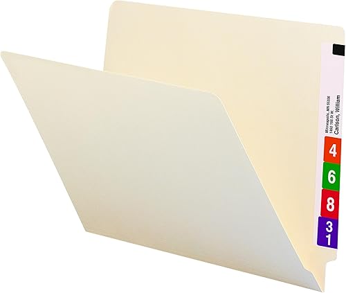 Smead Carpeta de archivos con pestaña final, pestaña de corte recto, tamaño carta, manila, 100 por caja (24100)