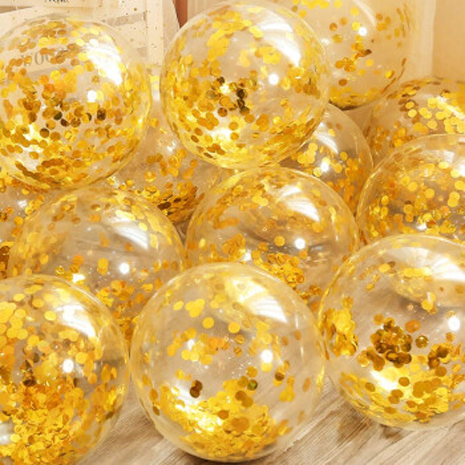KIRIKOUPack of 24 Pieces Confetti Balloons 12 Inch Latex Party Balloons for Party Decorations, Wedding, Engagement, Bridal, Birthday and Shower(Gold)