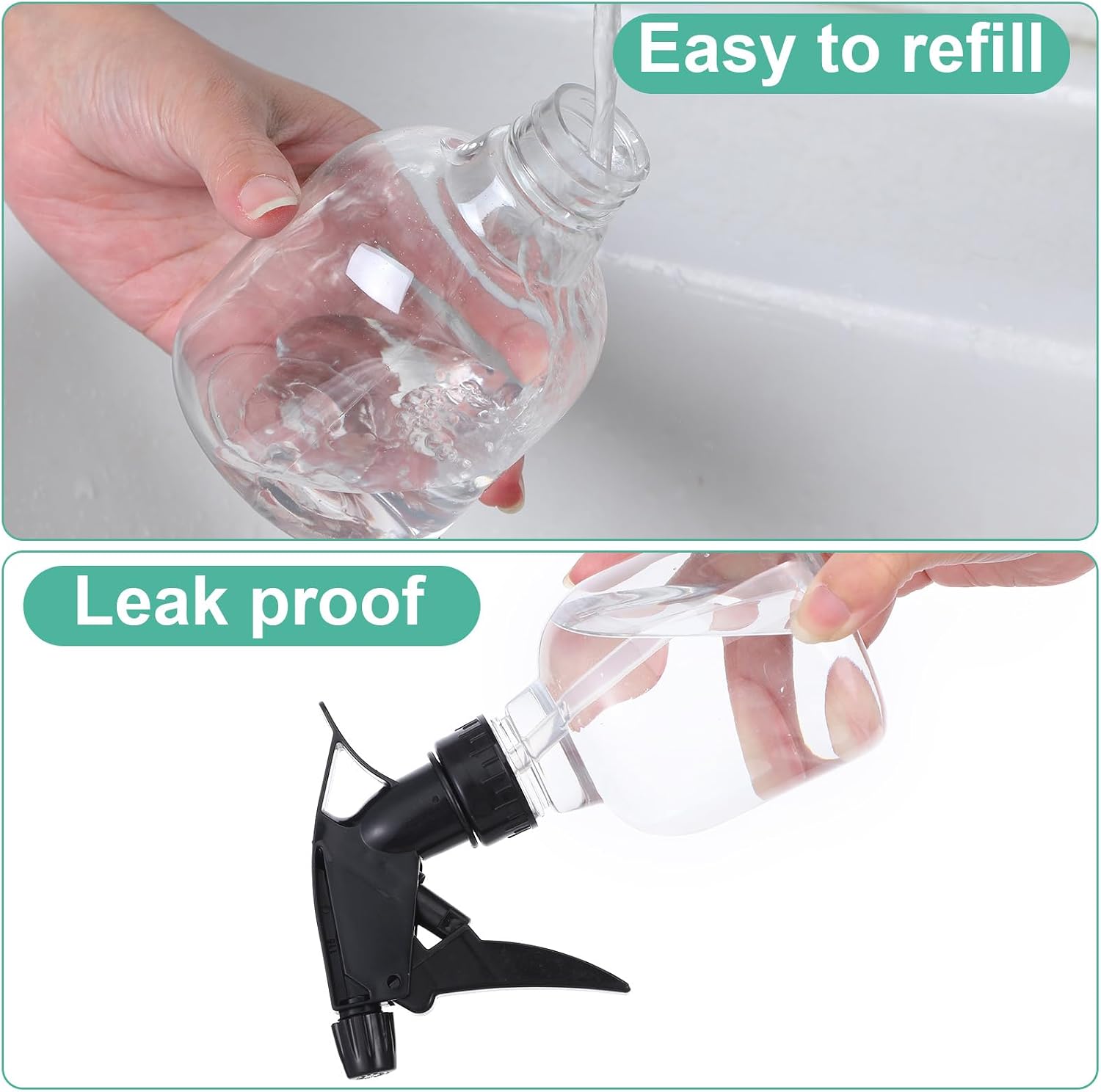 20 Pack 8 oz Small PET Spray Bottles Clear Empty With Adjustable Nozzle
