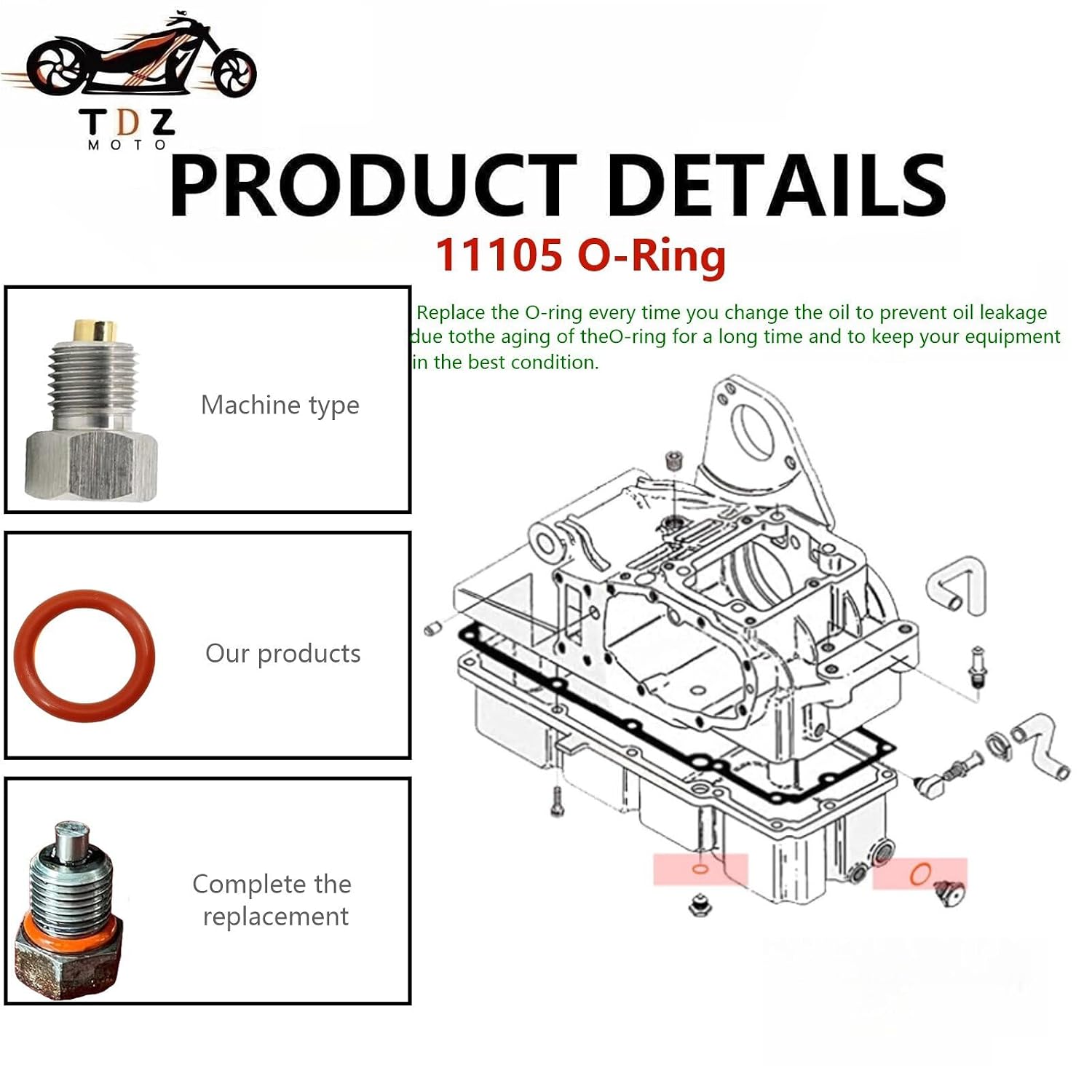 TDZ 50 Pack - #11105 O-Ring Replacement for Harley Oil Drain Plug Oring