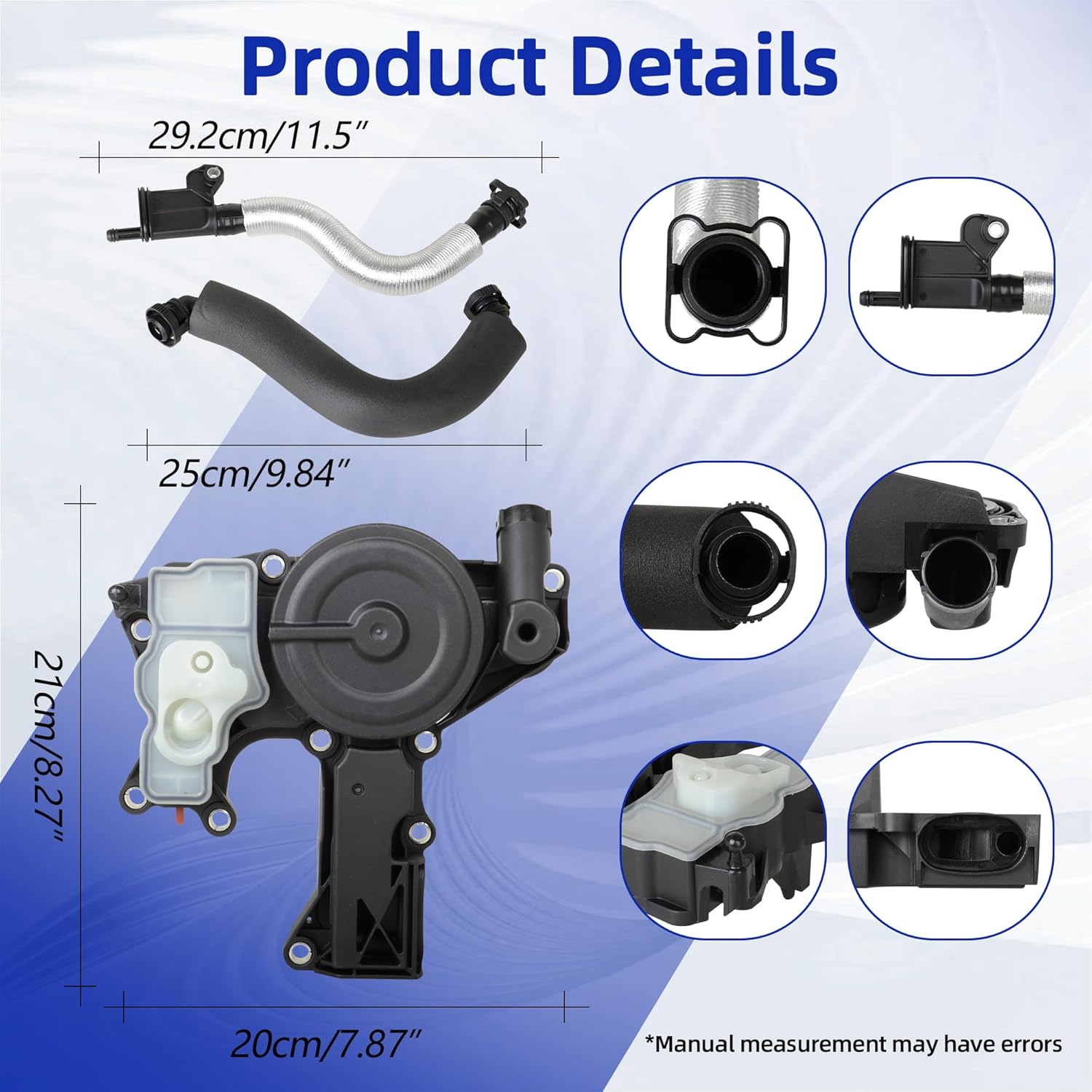PCV Valve Engine Crankcase Vent Oil Separator Breather Hose Kit 06H103495AE Compatible with Audi A4 A5 A6 Q3 Quattro Q5 Allroad 2012-2018 2.0L L4 Replace OE 06H103495J 06H103495AK