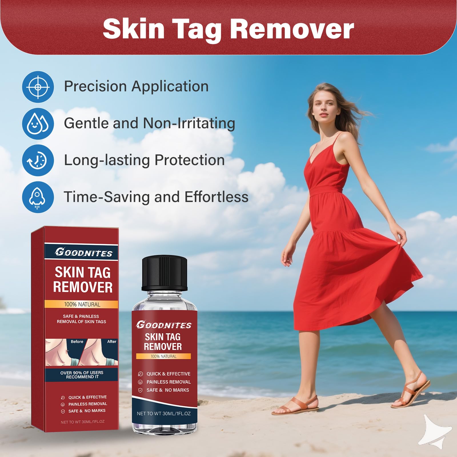 Image of Goodnites Fast-acting Skin Tag Removal Kit, Natural and Gentle Salicylic Acid Formula, Zero Pain Skin Tag Remover, Suitable for Neck, Underarms, Groin, Trusted by the Whole Family