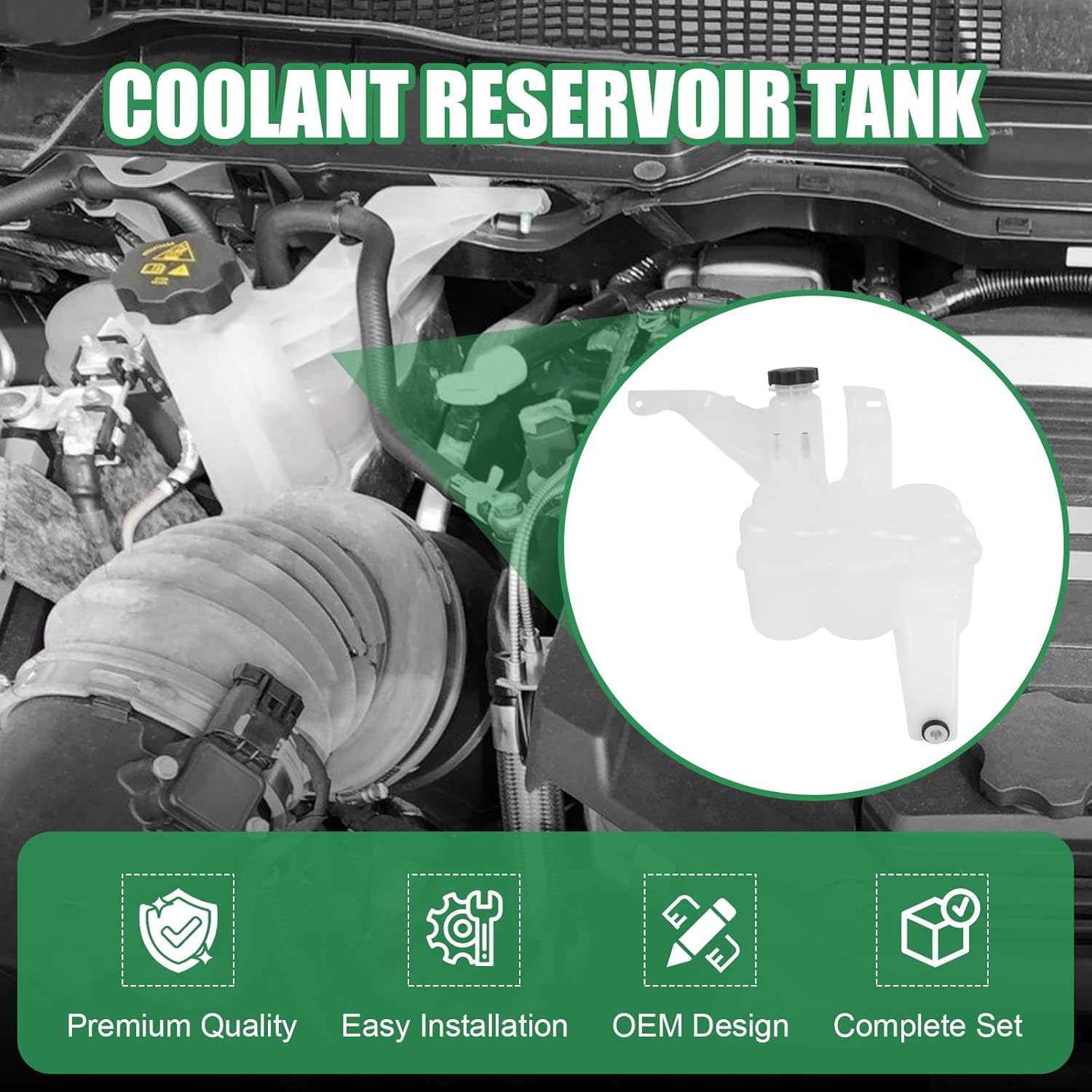 603-839 Engine Coolant Reservoir Tank Replacement For Ram 2500 3500 4500 5500 L6 6.7L 2013-2018, Replace 68096261AA 68166475AB