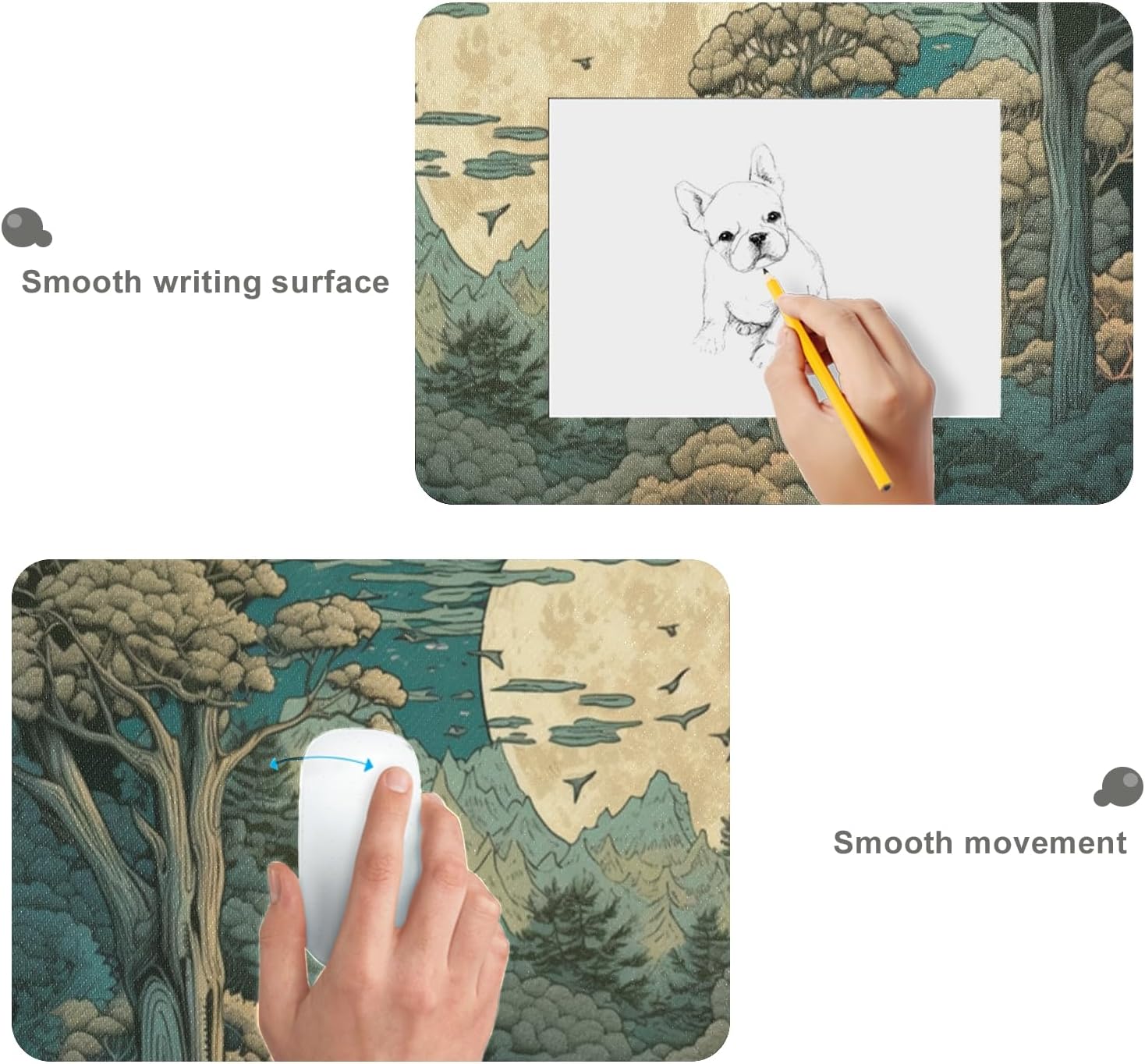 Large Size Ukiyo-e Style Print Gaming Mouse Pad 35.5 x 16 Inch, Stitched Edges, Anti-Slip Base, Waterproof Surface