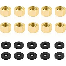 10 Pcs 3/8 Inch NPT Brass Pipe Caps with Rubber Washers, Female Pipe Plugs