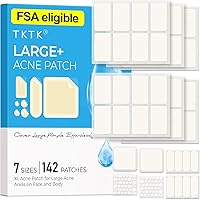 TKTK Large Pimple Patches: 7 Sizes XL Hydrocolloid Acne Stickers for Face, Body, Chin, Forehead - 142 Count FSA Eligible