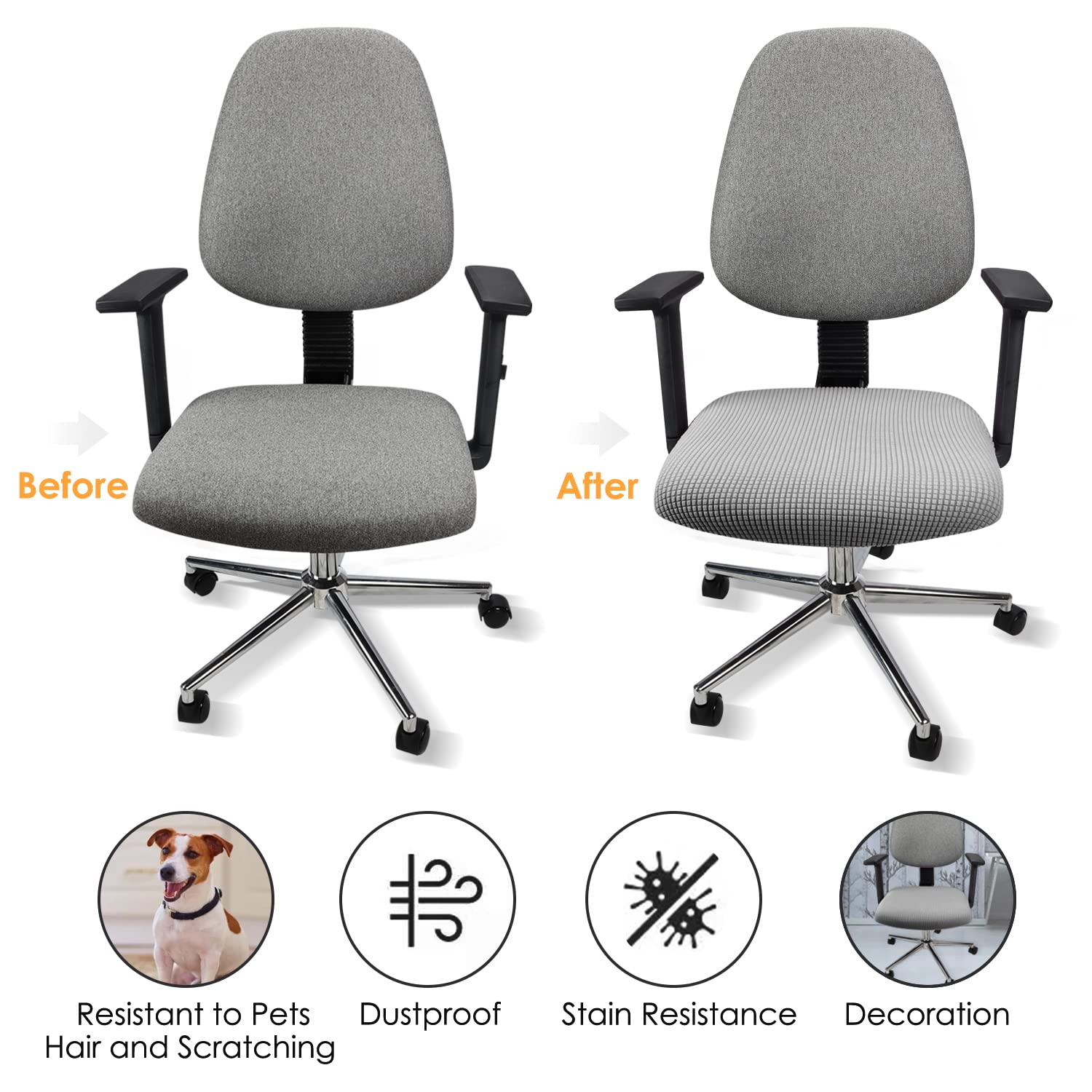 Yikko Elastic Stretch Spandex Chair Seat Covers Slipcovers Washable fit for Office Chairs,Dining Room Chairs,Bar Wedding Party Decor (4 - Image 2