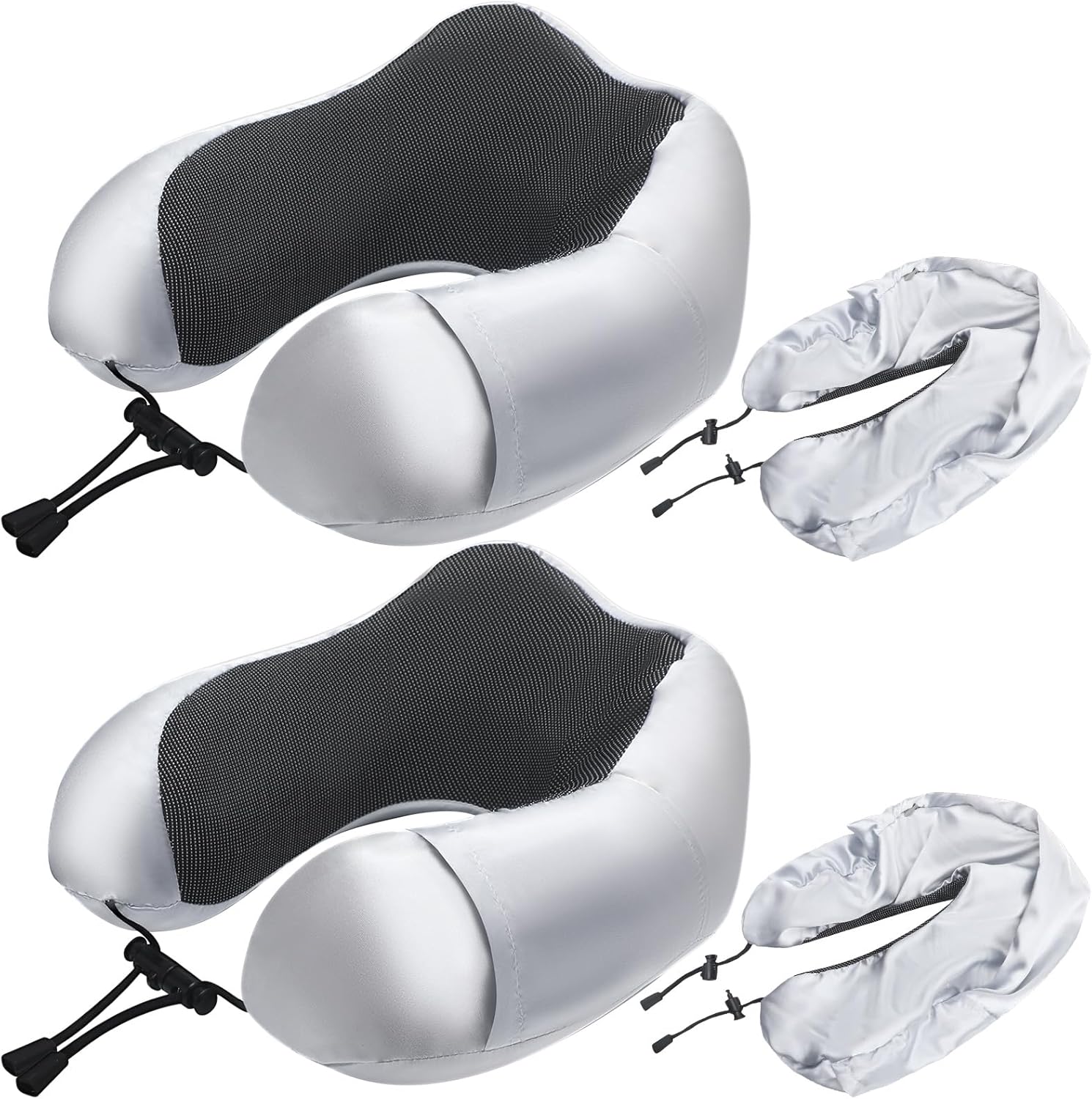 Dingion 4 Pcs Satin Neck Pillow Cover Travel Neck Pillow