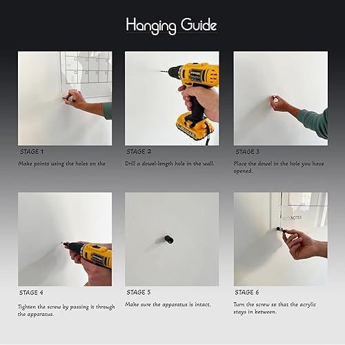 Miniatura 7 de Pizarra blanca de acrílico en blanco de borrado en seco para el hogar y la oficina, calendario de pared blanco grande, tablero acrílico, tablero de