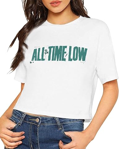 All Time Low Camiseta corta mujer, estilo informal, diseño de ombligo, color blanco : Amazon.es: Otros Productos