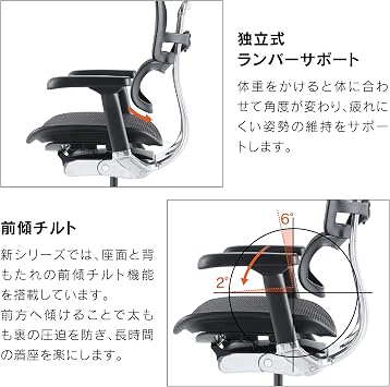 Ergohuman 2 EHP2-HAM-DR-GF-RD (PU) 445413 Office Chair with Headrest, Elevation Type, Memory Locking Function, Elastomeric Mesh, PU Caster Pro, High Type, Frame: Gray, Mesh: Red, Sekai Furniture