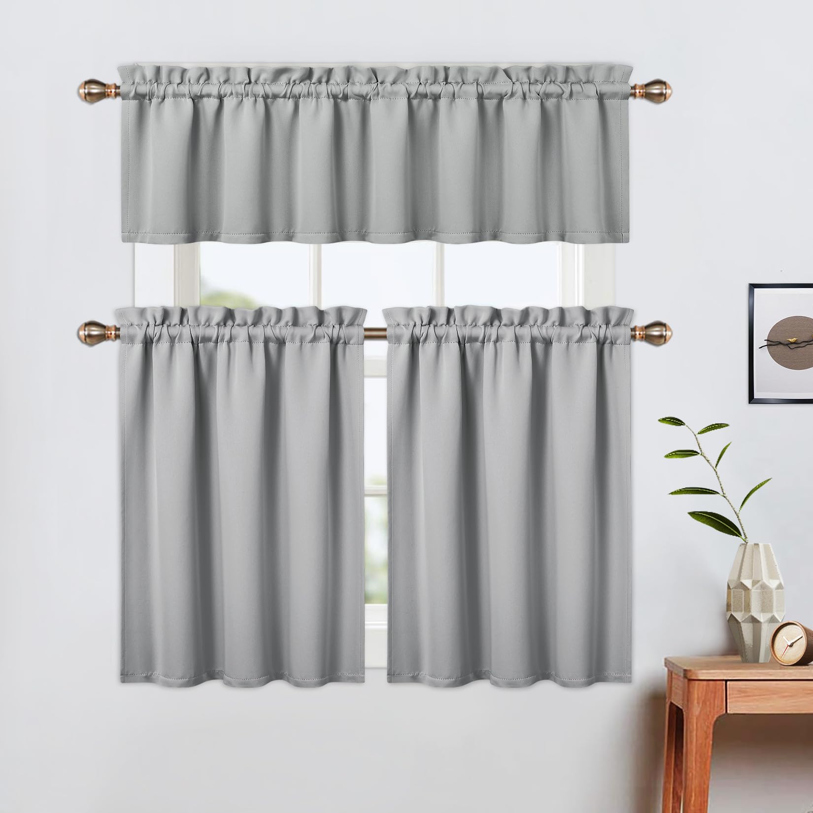Aptliton Blackout Curtains for Small Windows, Thermal Insulated Room Darkening Short Curtain Set with Rod Pocket, Noise Reducing Light Blocking Window Treatment for Kitchen Bathroom Bedroom Camper