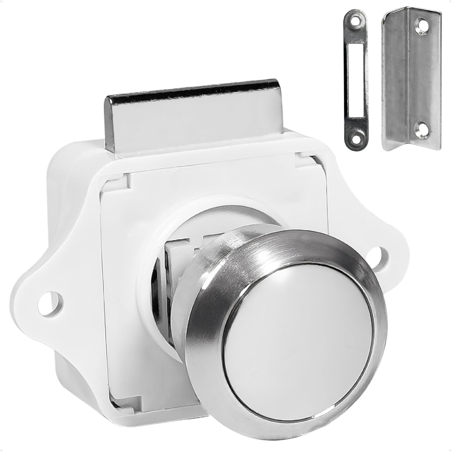 Five Oceans Keyless Push Button Latch Stainless Steel, Polished Brass