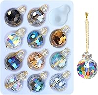 Novica 12PCS Multicolor Crystal Glass Christmas Ball Ornaments - 0.87" Mini Prism Hanging Xmas Tree Decor for Weddings, Parties, Home