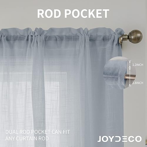 Miniatura 10 de Joydeco Juego de 2 paneles de cortinas traslúcidas blancas de 72 pulgadas de largo, cortinas semitransparentes con bolsillo para barra para