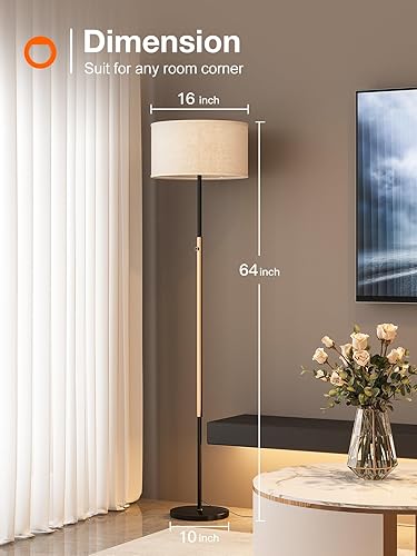 Miniatura 6 de addlon Lámparas de pie para sala de estar, lámpara de pie regulable con 2 bombillas LED, pantalla súper grande, lámpara de pie moderna, lámpara de