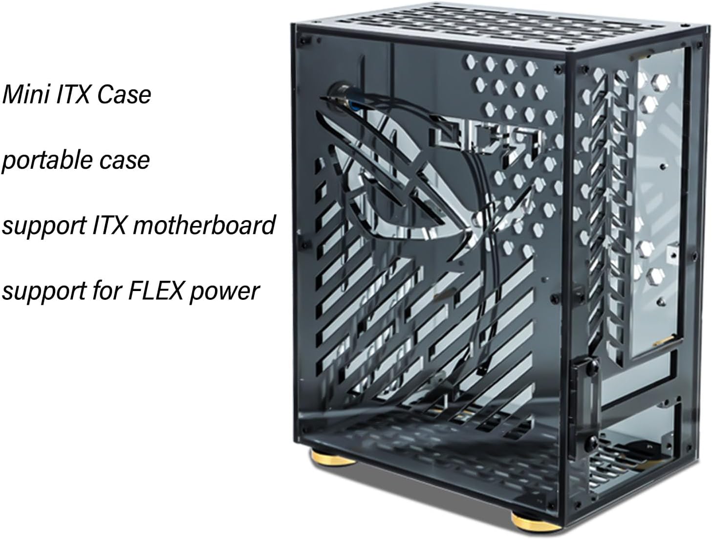 Mini ITX Case, Clear Side Panel, 4.3L Capacity, 360 Degree Cooling, Acrylic Small Form Factor Case for Mini ITX Motherboard (Black), Denash7ftagrnigs-12