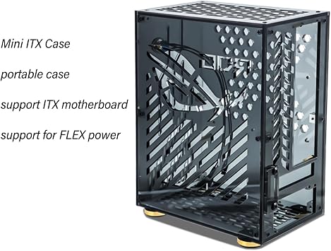 Mini ITX Case, Clear Side Panel, 4.3L Capacity, 360 Degree Cooling, Acrylic Small Form Factor Case for Mini ITX Motherboard (Black), Denash7ftagrnigs-12