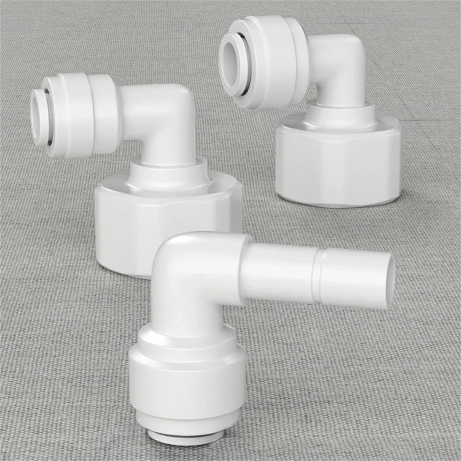 Conector de ajuste rápido POM para filtro de agua de acuario, sistema de ósmosis inversa (transparente) de tubo OD de 90 grados de diámetro exterior de 1/10.2 cm 3/20.3 cm