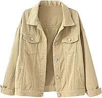 Jaqueta Jeans Feminina Boyfriend Manga Longa Solta Moda Casaco de Transição Primavera Outono com Botão