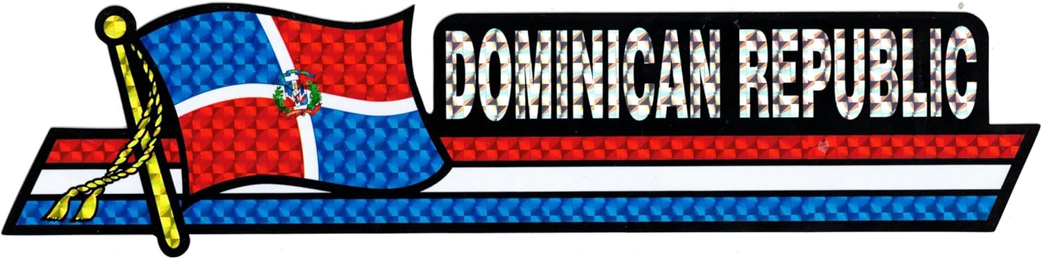 Pack of 50 Dominican Republic 3"x12" Reflective Decal Bumper Sticker DCX-070