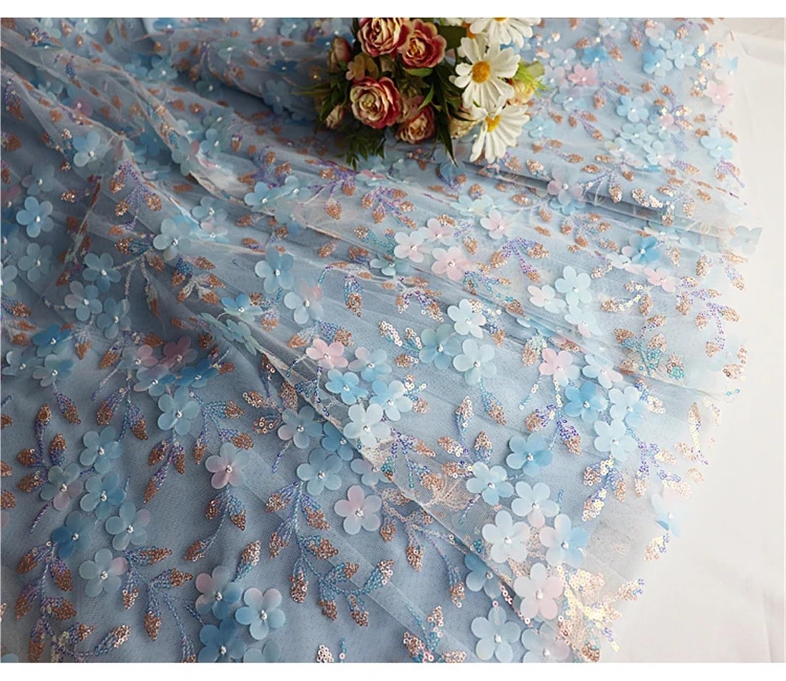 Gonna in Rete con Fiori Ricamati Paillettes Glitterate Weet Fairy
