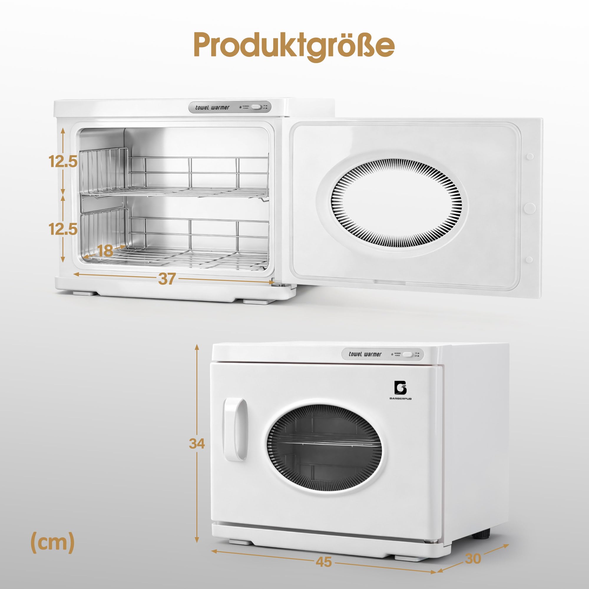 BarberPub Scaldasalviette da 24 litri, armadio riscaldante per 40-48 salviette, radiatore elettrico per salviette, scaldasalviette a 360°, funzione di riscaldamento per salon, HW224W (Bianco)