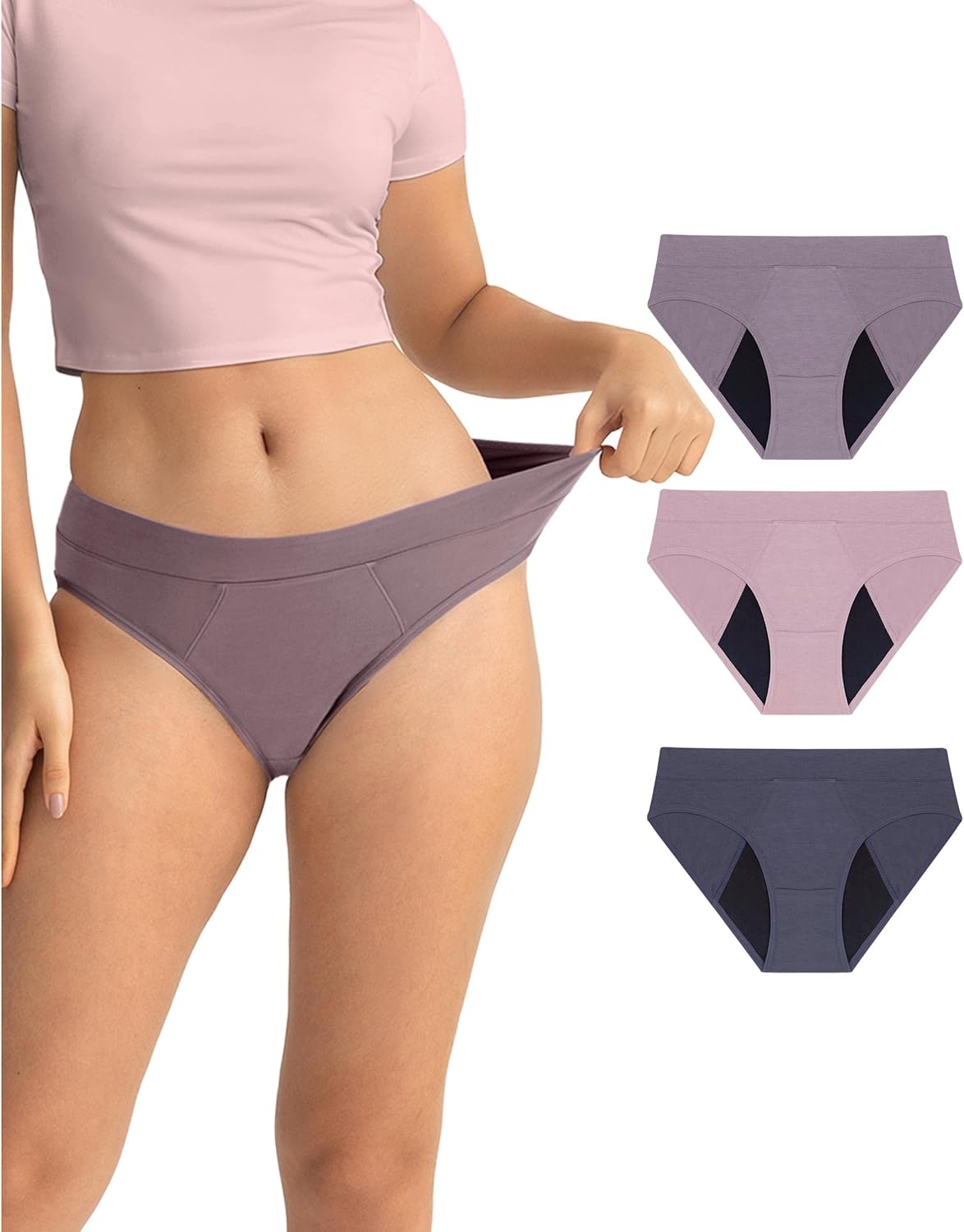 Neione Period Underwear for Women Mid Rise Menstrual Panties Modal Hipster Briefs Soft Stretch