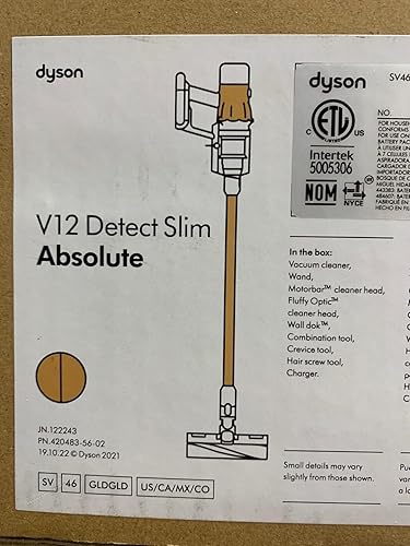 Dyson V12 Detect Slim Absolute - Aspiradora inalámbrica - Amarillo, filtro HEPA, hasta 60 minutos de funcionamiento, pantallas LCD, 2 años de