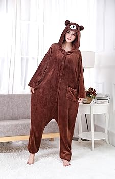Amazon.com: Funny Cozy Brown Teddy Bear Kigurumi Onesie Pajamas