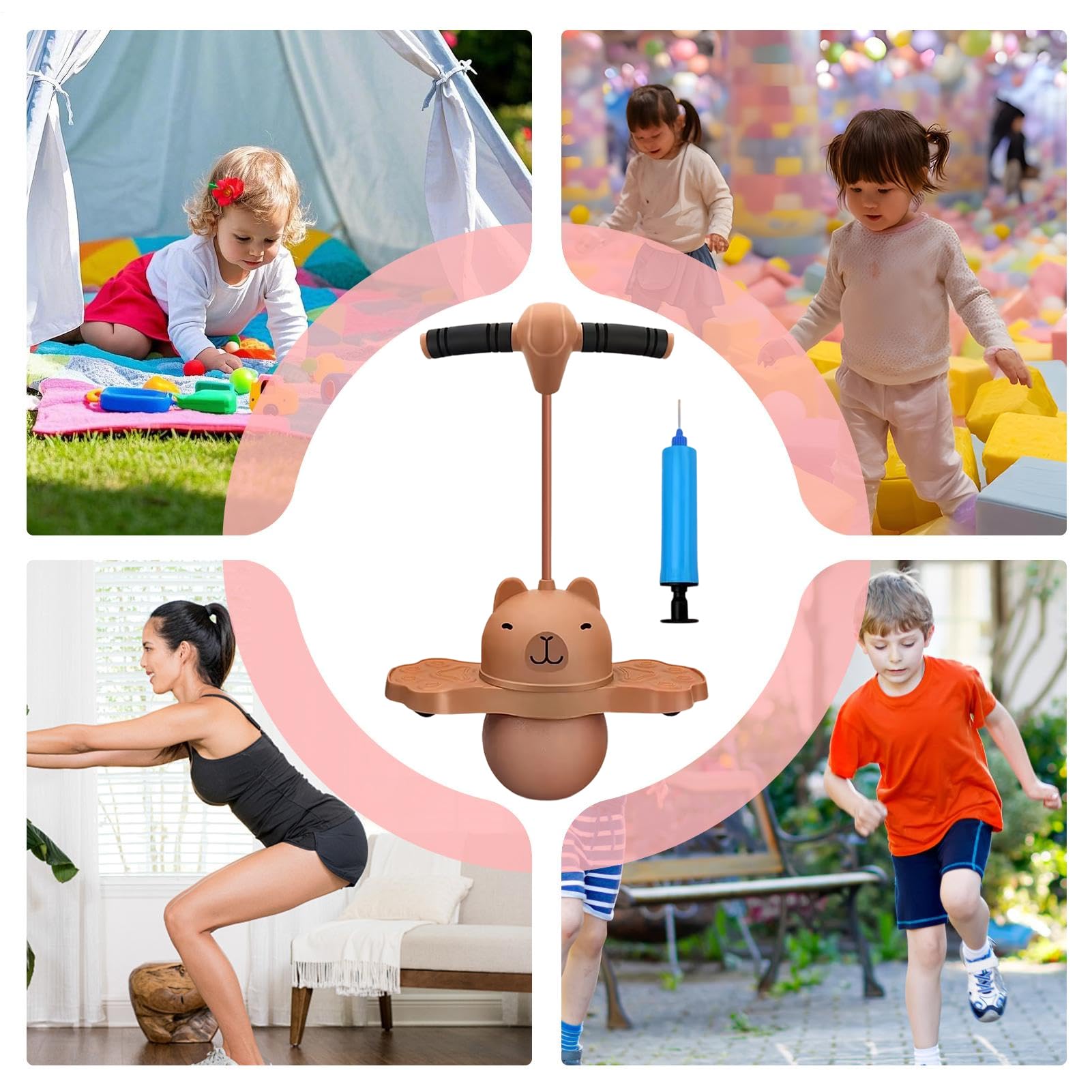 Genérico Palla saltarina per bambini Capibara di equilibrio con pompa a mano | Giocattolo con palla per saltare alto, per bambini e bambine, prescolare, scuola, casa, interni, esterni, esercizi, Natale