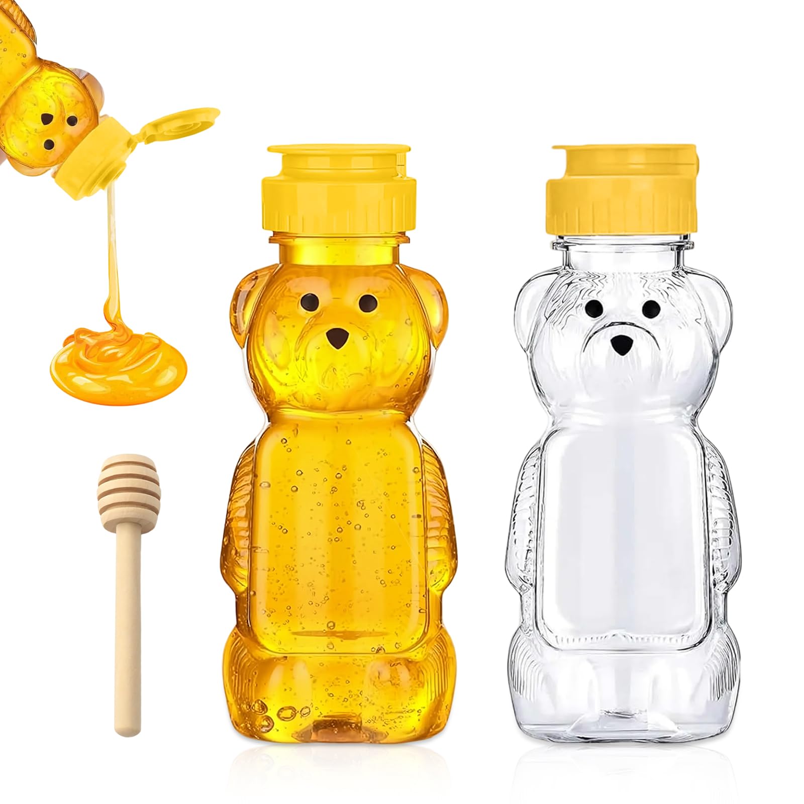 Wekuw 2 Pezzi DosatoreMiele Cucchiaio Design Antigoccia, Dispenser Vasetti Trasparenti per Miele, Sciroppo, Caffè e Altri Liquidi per Dessert