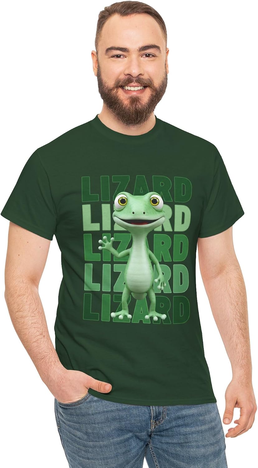 Funny Lizard Lizard Lizard Meme Graphic | Cute Waving Cartoon Gecko for Reptile and Animal Lovers Forest Green