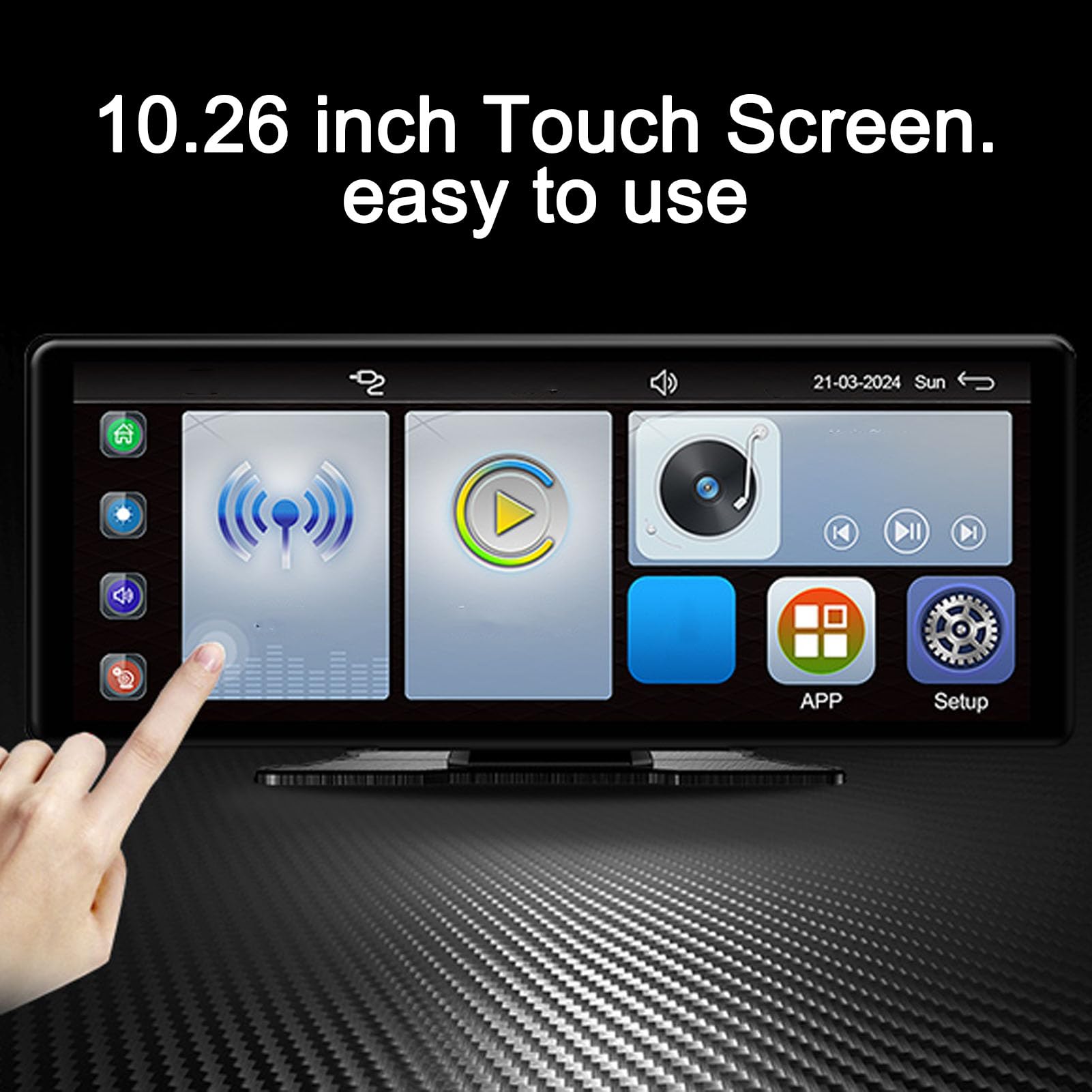 Ekran Carplay do Samochodu, Przenośne Sterowanie Głosowe Stereo Nawigacja GPS AUX FM 10,26-calowy Ekran Dotykowy Radio Samochodowe do Carplay dla Auto