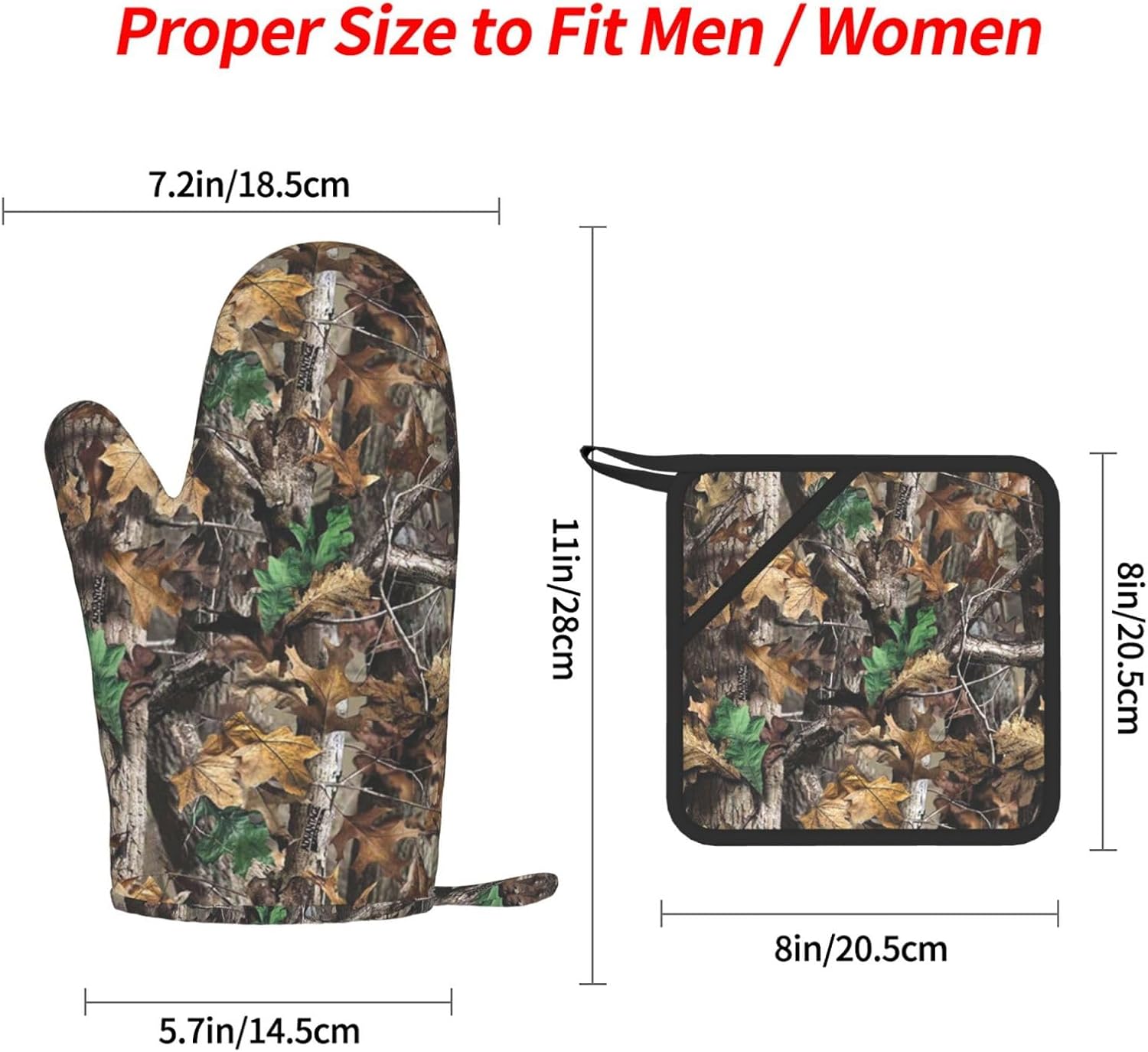 Cold Tree Camouflage Oven Mitts and Pot Holders Set of 4 Heat Resistant Kitchen Gloves with Silicone Palm Hot Pads for Baking Cooking Grilling BBQ