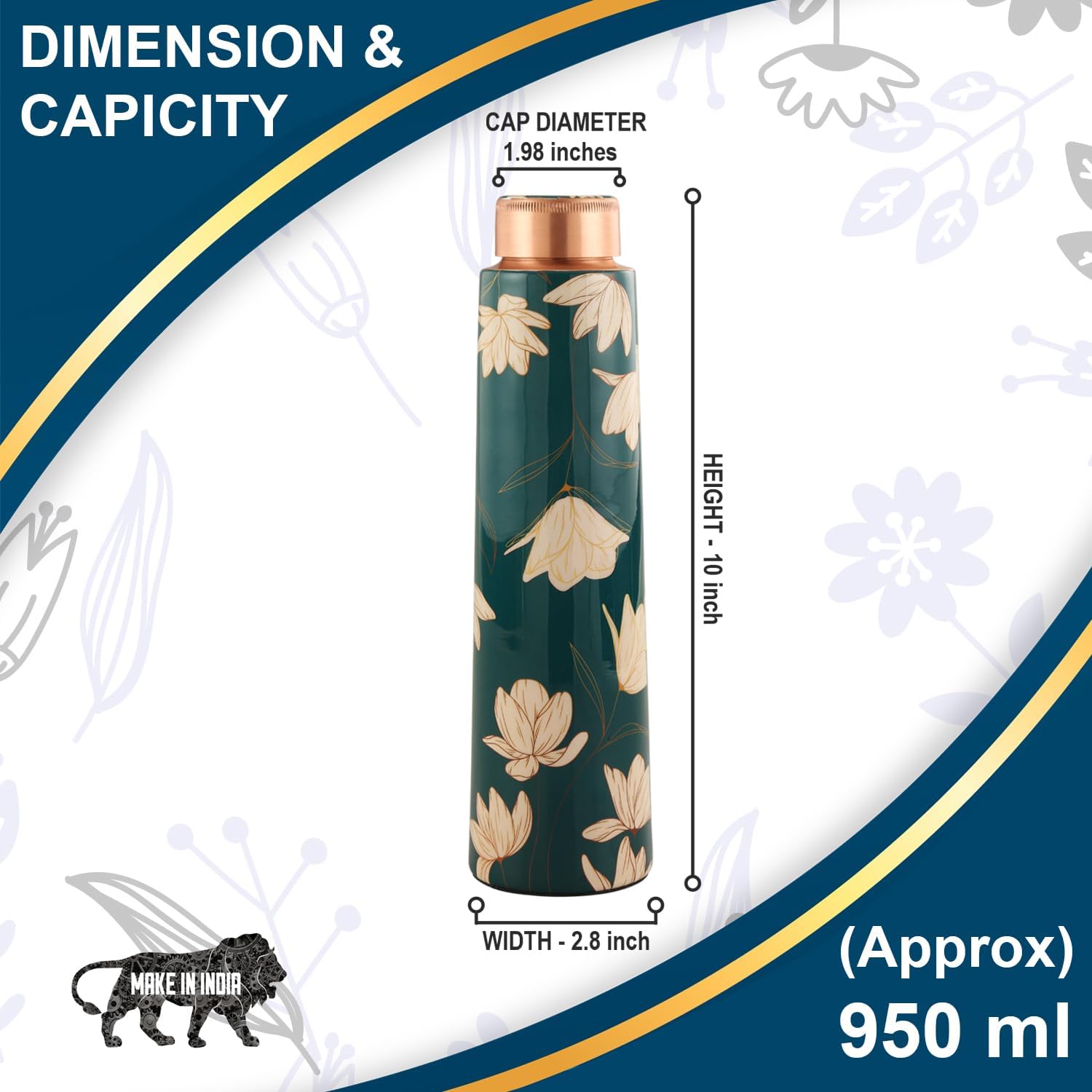 Handmade Copper Water Bottle Wifi Design Exactly Handmade 1 Litre Clear