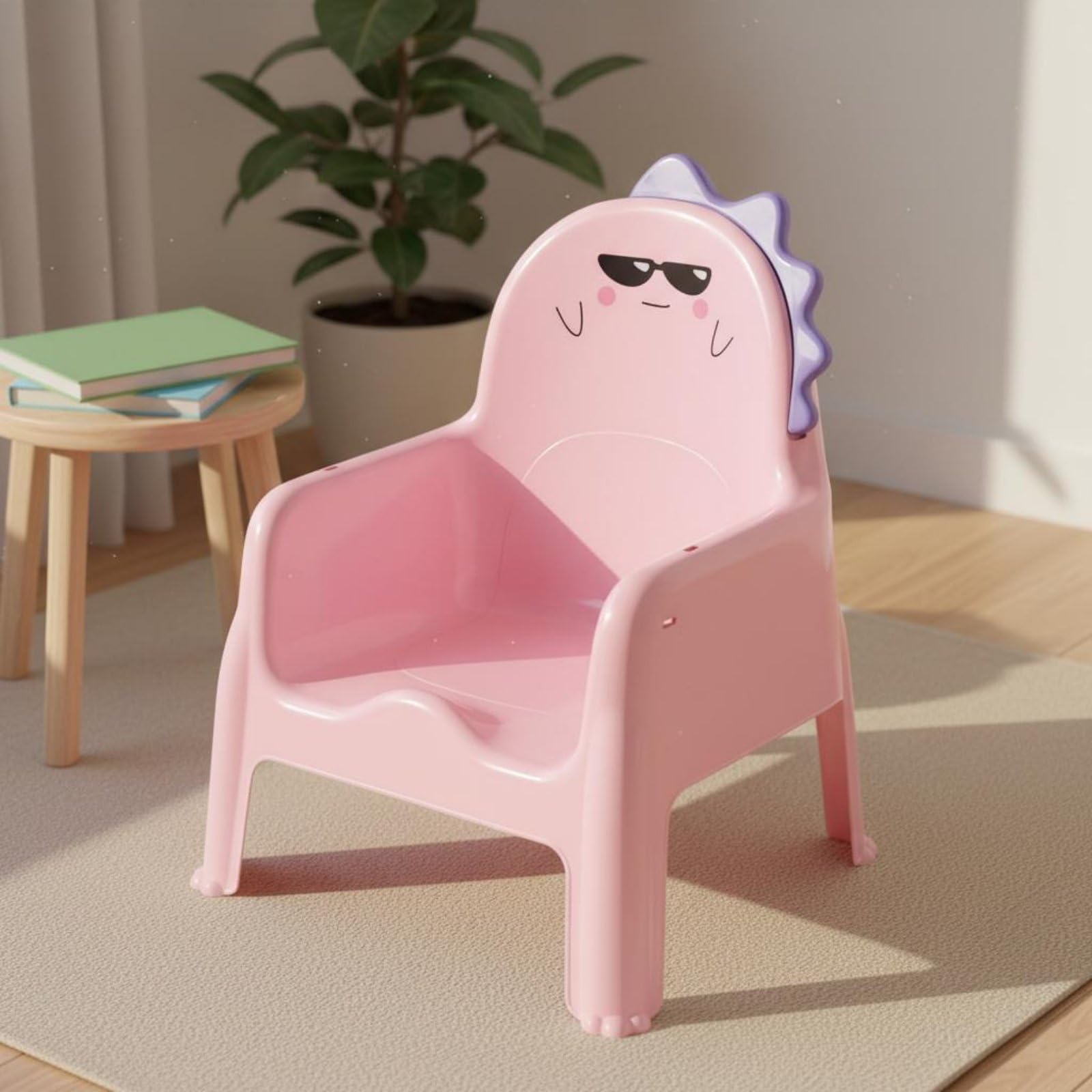 Seggiolino Bambini Sedia Pasti Sedia Poltroncina Infanzia con Schienale Alto Ergonomico in PP Antiscivolo Trasformabile in Tavolino E Seduta Lettura, Verde, Senza Piastra