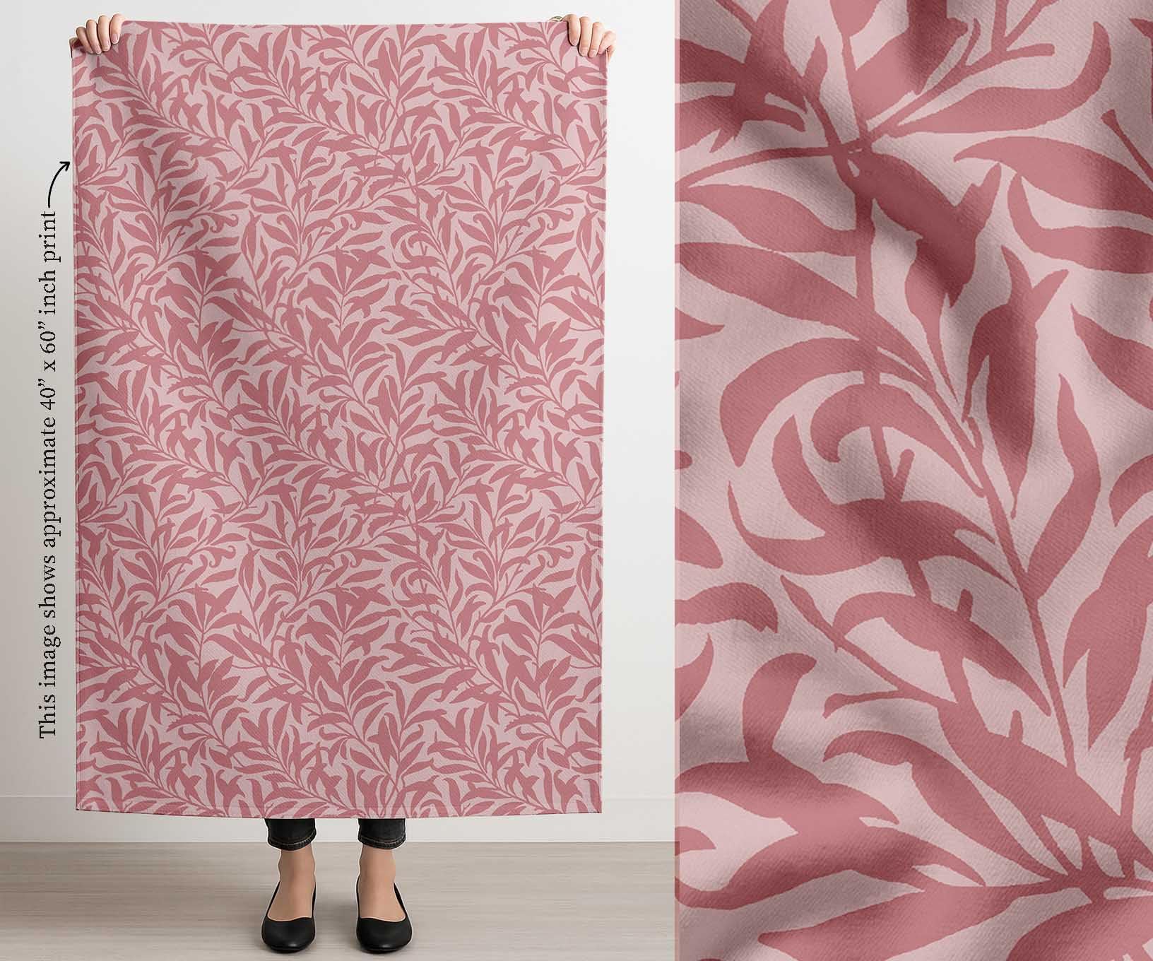Soimoi Toile de coton imprimée | Motif feuilles - Rose | 142 cm de large | Vendu au mètre | Tissu d'ameublement et de loisirs créatifs très résistant