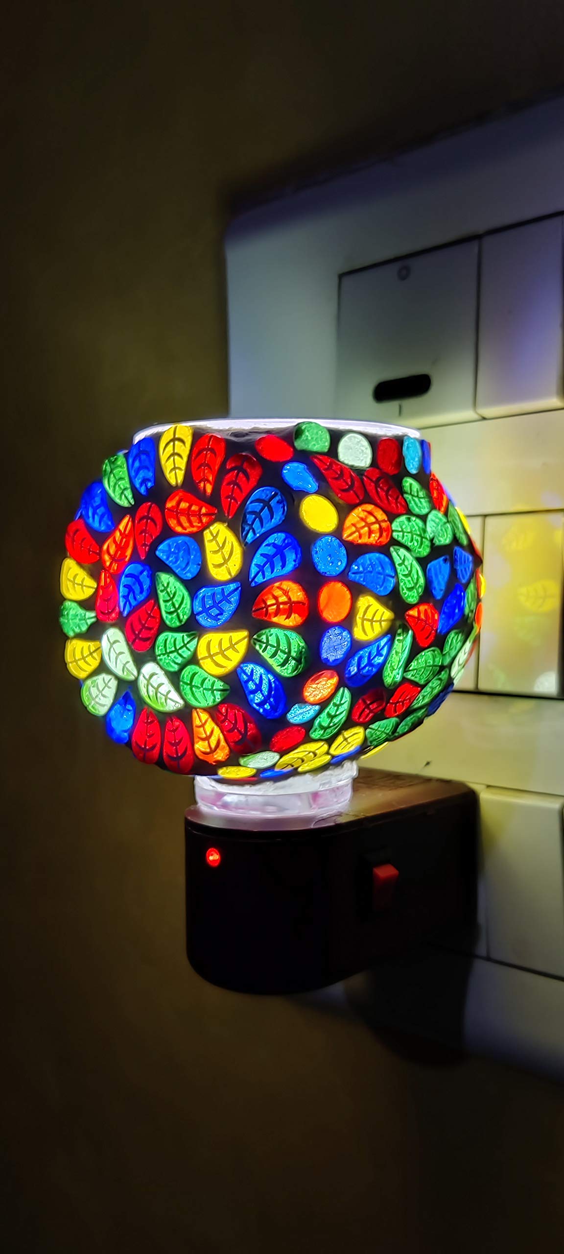 Maverick Square Shape Ceramic Glass Aroma Diffuser/Kapoor Dani Cum Night Lamp; Premium Multifunctional Essential Oil Burner for Fragrance with Switch On/Off Button for Heating; Made in India