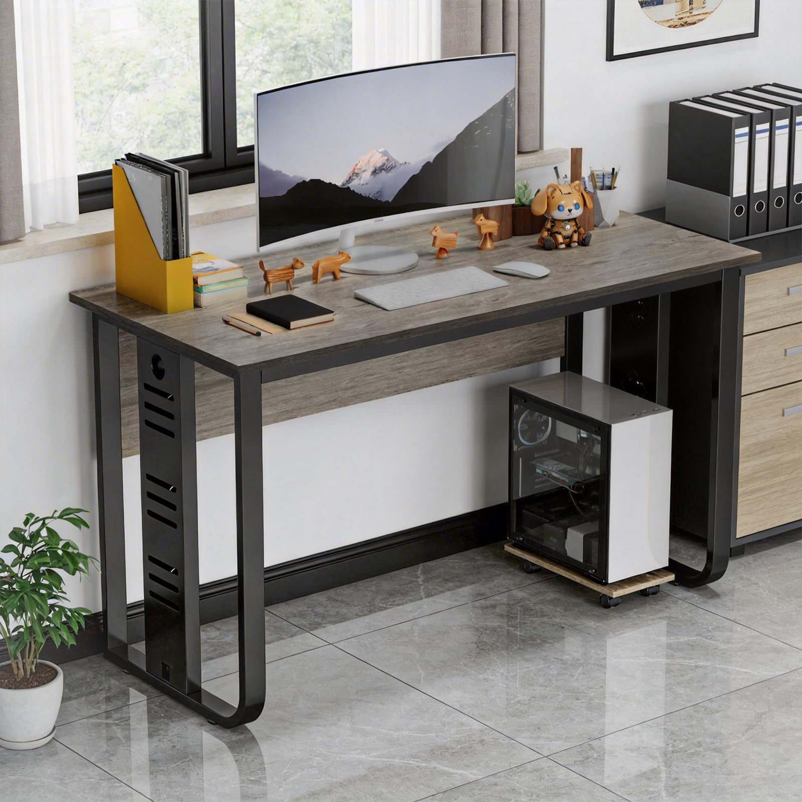 Amazon | HopeFamily オフィスデスク 120×60cm 幕板付き パソコン