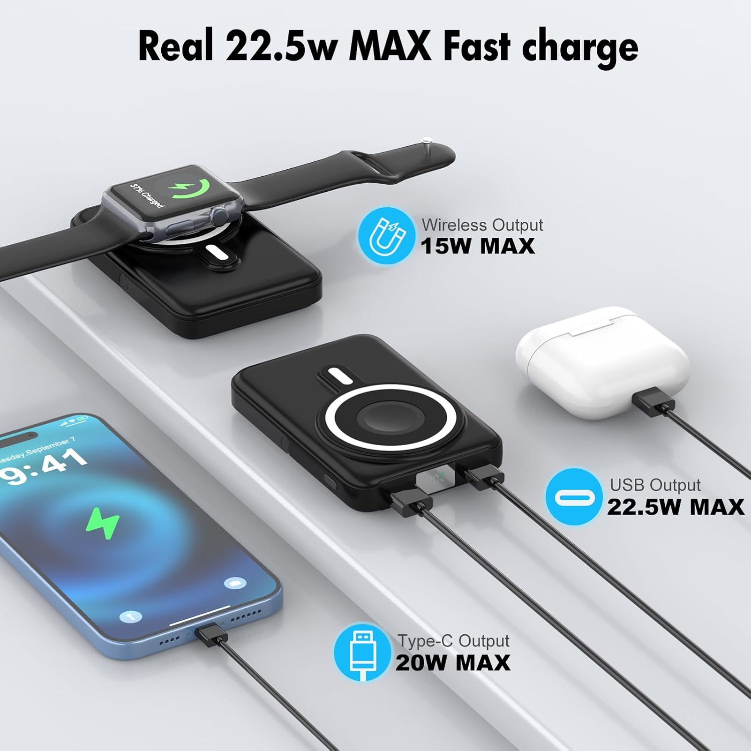 JYTIGV power bank ports for charging