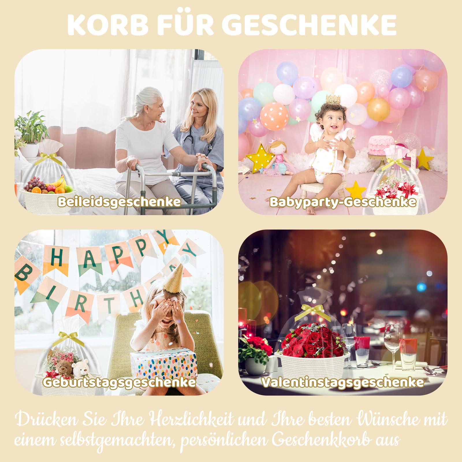 Gevlochten mand met handvat Plantenmand siermand 20×H15cm