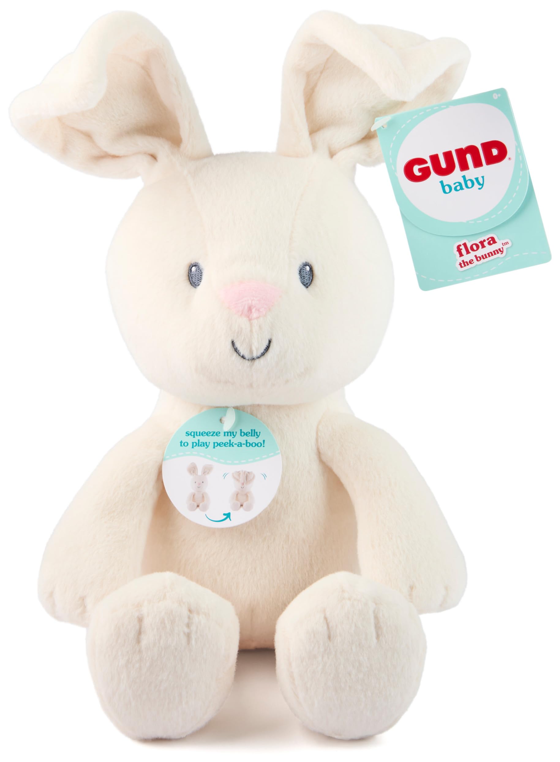 GUND Baby Peek-a-Boo Flora Bunny Plush, Bunny Rabbit Stuffed Animal, Baby Toy for Ages 0 and Up, Cream, 18cm