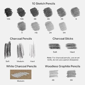 Drawing Set for Adults Pack of 24 - Drawing Pencils for Artists & Professionals - Ideal Sketching Pencils Art Set for All of Your Creative Needs