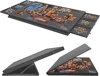 Comprar Mesa de rompecabezas de 1500 piezas, tablero de rompecabezas con 6 cajones, tablero de rompecabezas inclinable con soporte 2 en 1 y cubierta, mesa de rompecabezas de fieltro superligera para adultos y