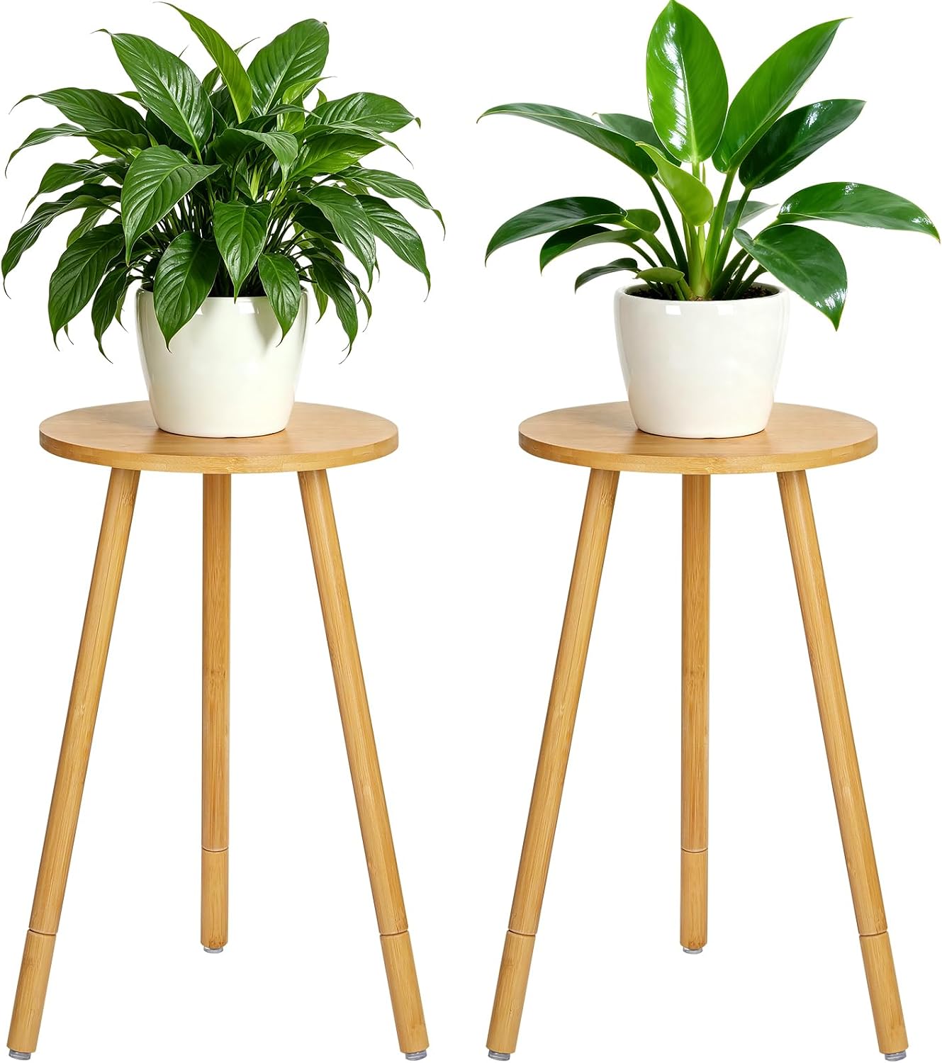 2 Pack Adjustable Bamboo Plant Stand, 3 Height Options, 150 LBS Capacity