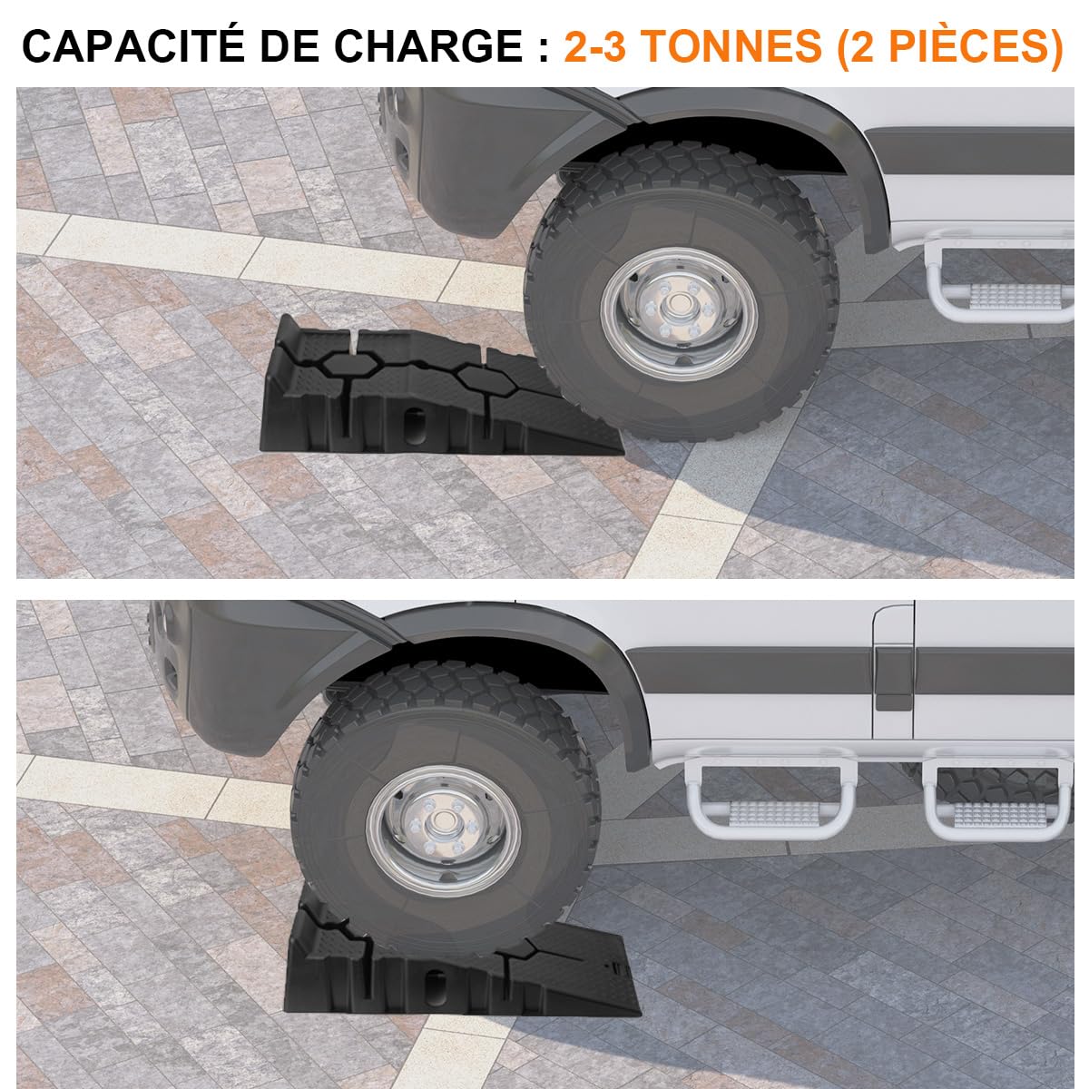 Lot de 2 rampes daccès en Plastique 3 tonnes, Rampe de Chargement